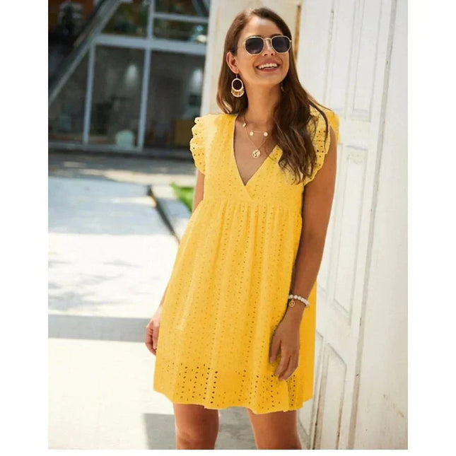 Lucinda™ - Yellow Hippie Dress