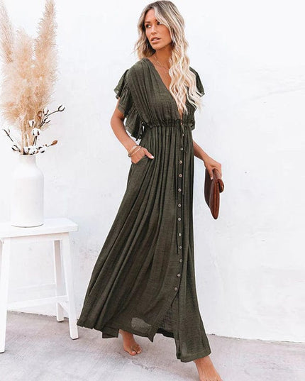 Winifred™ - Maxi Dark Green Ibiza Dress