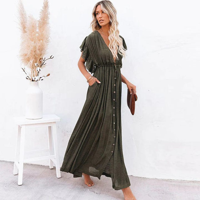 Winifred™ - Maxi Dark Green Ibiza Dress