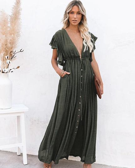 Winifred™ - Maxi Dark Green Ibiza Dress