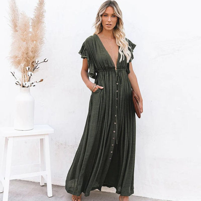 Winifred™ - Maxi Dark Green Ibiza Dress