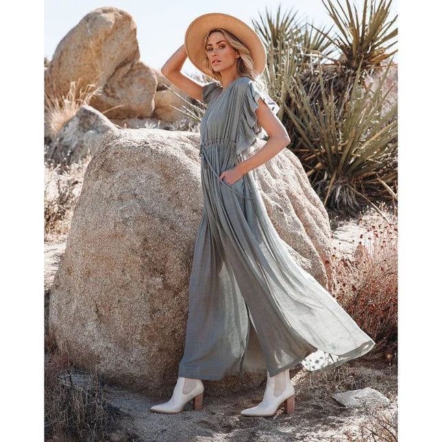 Elsa™ - Maxi Green/Grey Ibiza Dress