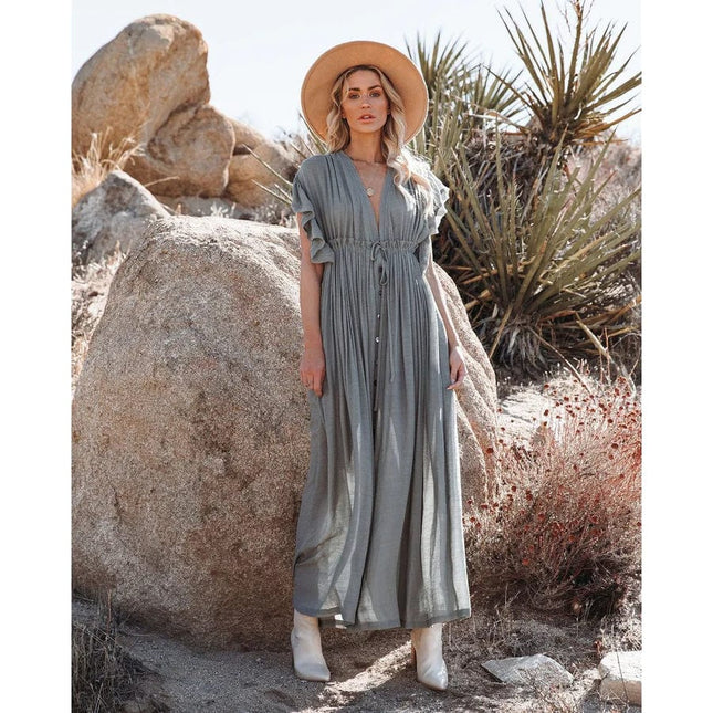 Elsa™ - Maxi Green/Grey Ibiza Dress