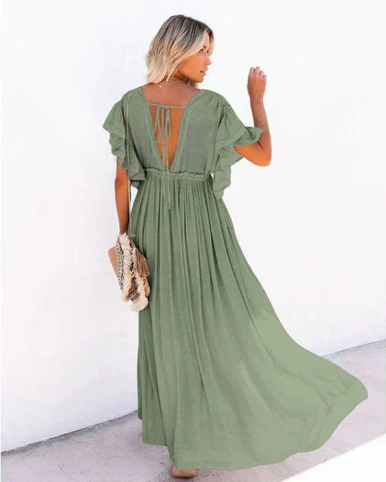 Faye™ - Maxi Green Ibiza Beach Dress