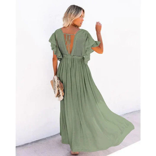 Faye™ - Maxi Green Ibiza Beach Dress