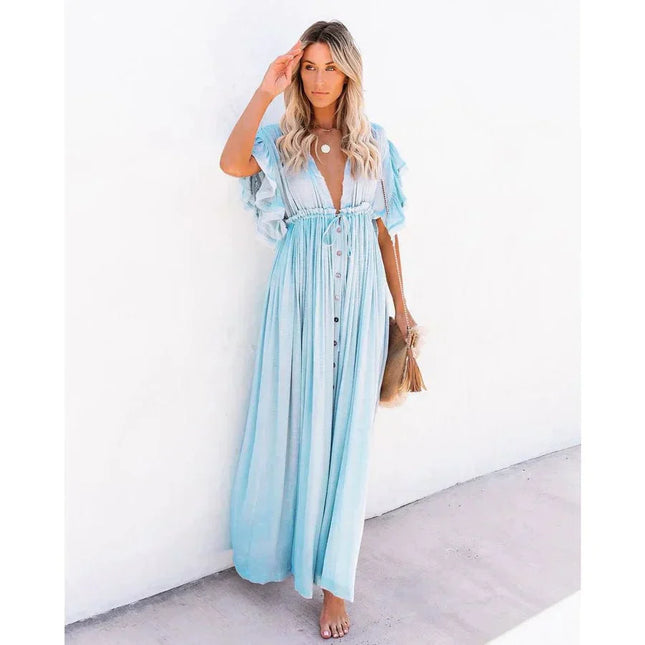 Sybil™ - Maxi Light Blue Ibiza Dress
