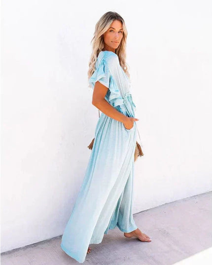 Sybil™ - Maxi Light Blue Ibiza Dress