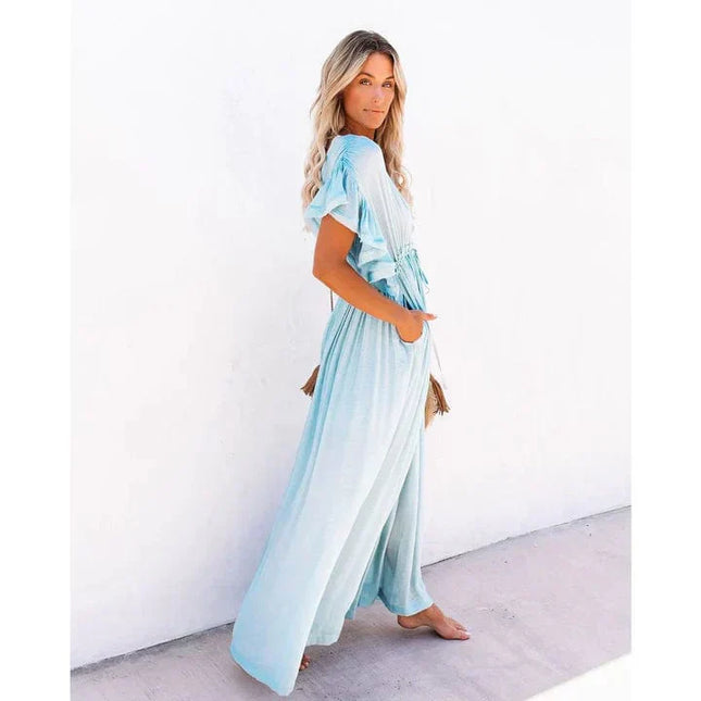 Sybil™ - Maxi Light Blue Ibiza Dress
