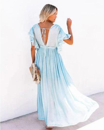 Sybil™ - Maxi Light Blue Ibiza Dress