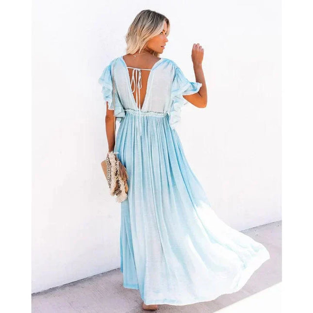 Sybil™ - Maxi Light Blue Ibiza Dress