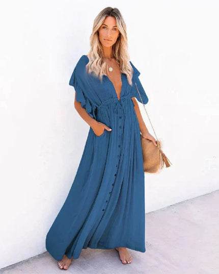 Roxanne™ - Maxi Navy Blue Ibiza Beach Dress