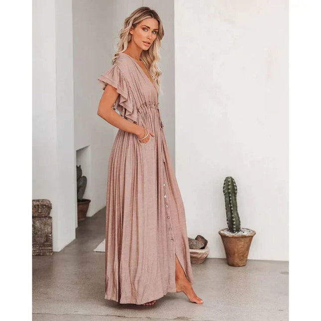 Odette™ - Maxi Taupe Ibiza Dress