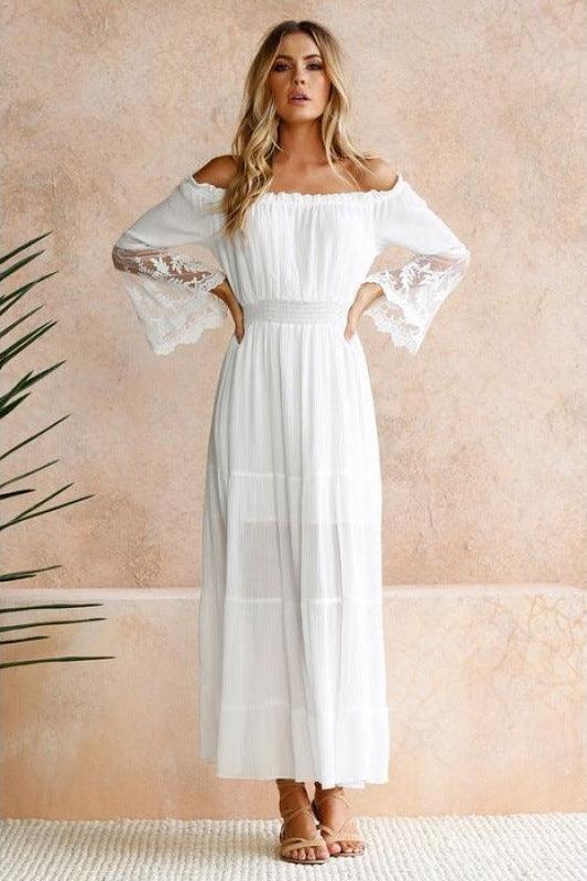 Prudence™ - Maxi White Bohemian Dress